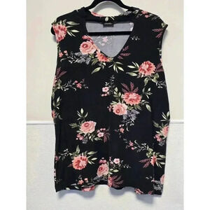 Women's Justify Floral Top XL Black & Pink‎